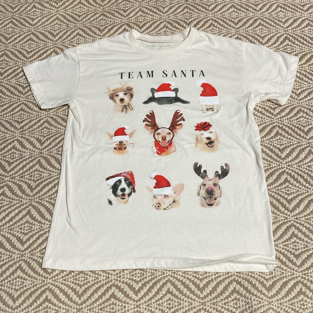 Womens Christmas dog t-shirt medium